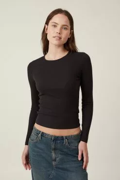 COTTON ON The One Organic Rib Crew Long Sleeve Top