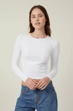 COTTON ON The One Organic Rib Crew Long Sleeve Top