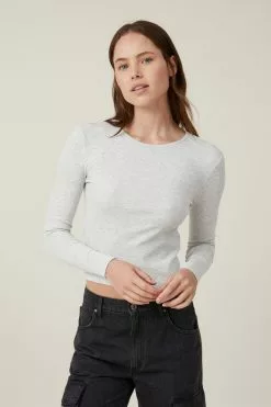 COTTON ON The One Organic Rib Crew Long Sleeve Top