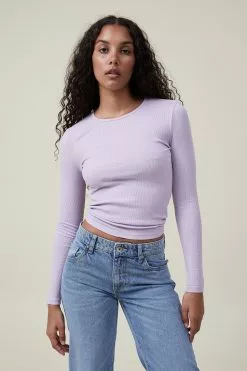 COTTON ON The One Organic Rib Crew Long Sleeve Top