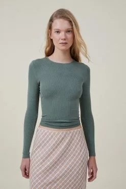 COTTON ON The One Organic Rib Crew Long Sleeve Top