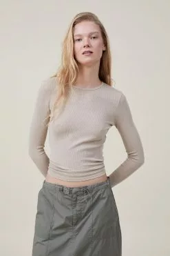 COTTON ON The One Organic Rib Crew Long Sleeve Top