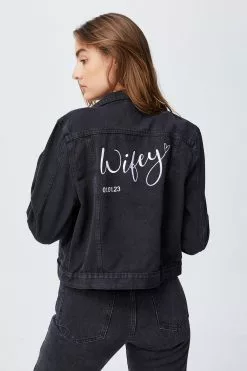 COTTON ON Girlfriend Denim Jacket Embroid Personalisation