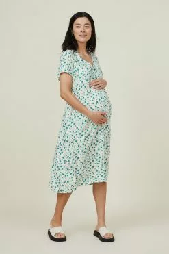 COTTON ON Maternity Friendly Tie Back S/S Midi Dress