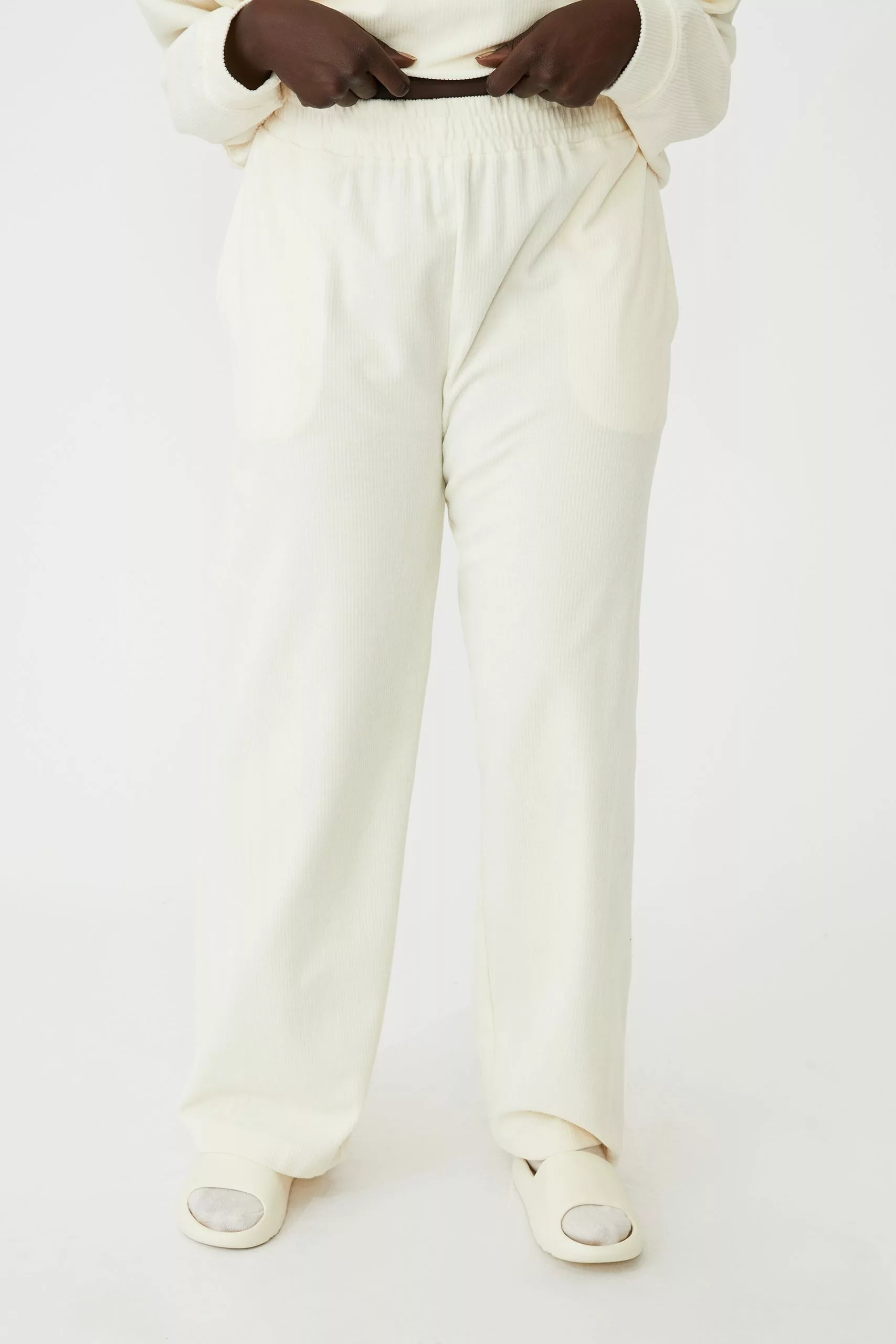 COTTON ON Curve Velour Rib Wide Leg Trackpant - Image 2