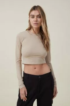 COTTON ON Micro Crop Long Sleeve Top