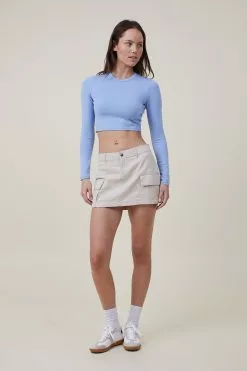 COTTON ON Micro Crop Long Sleeve Top
