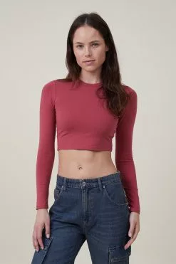 COTTON ON Micro Crop Long Sleeve Top