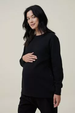 COTTON ON Maternity Classic Stud Side Crew Fleece