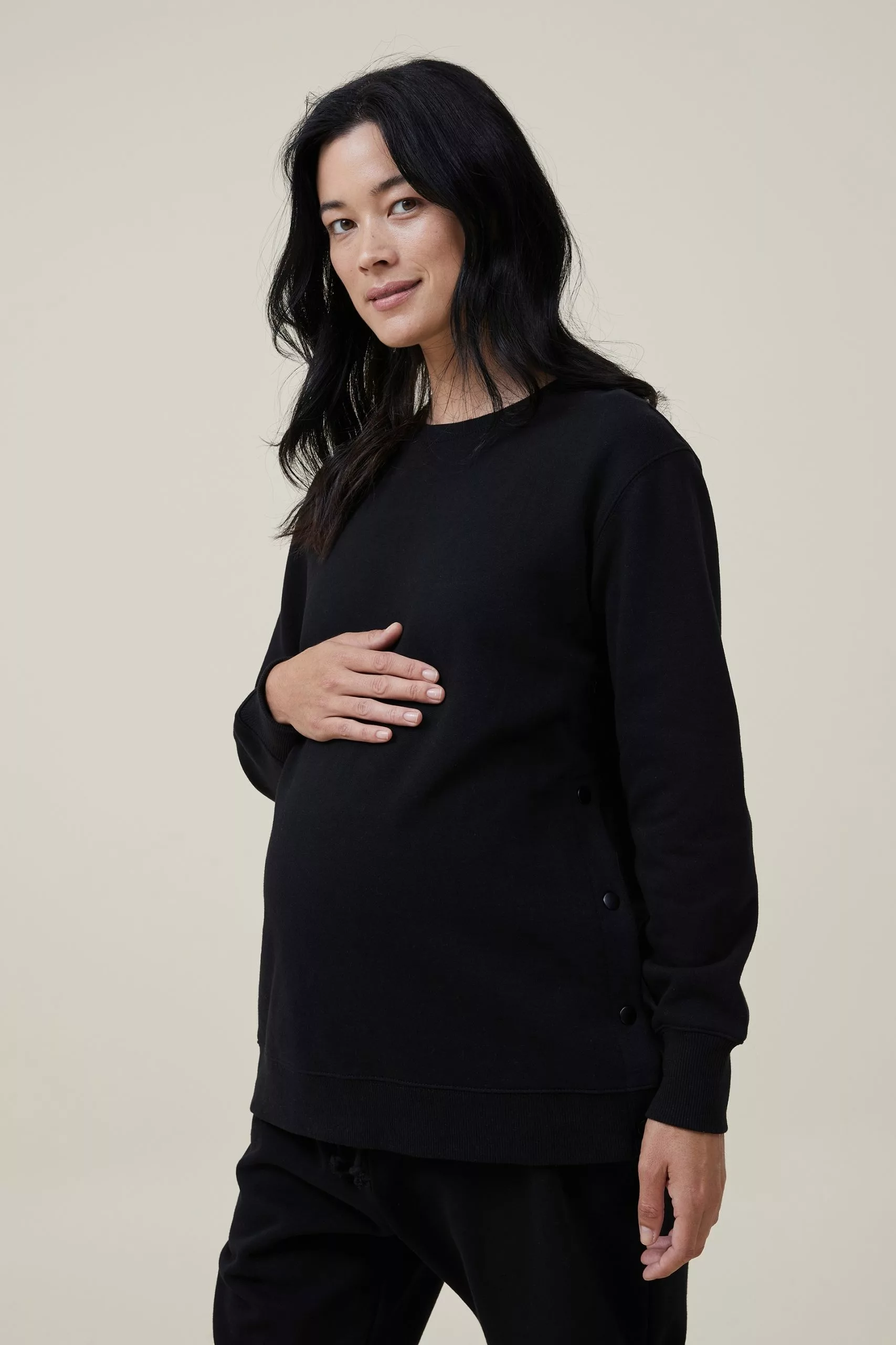 COTTON ON Maternity Classic Stud Side Crew Fleece