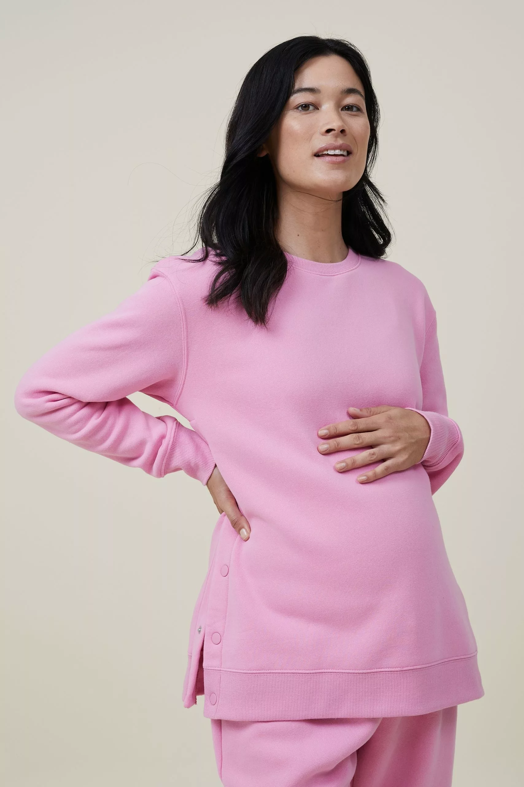COTTON ON Maternity Classic Stud Side Crew Fleece