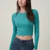 COTTON ON Staple Rib Crew Neck Long Sleeve Top