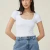 COTTON ON Staple Rib Scoop Neck Short Sleeve Top