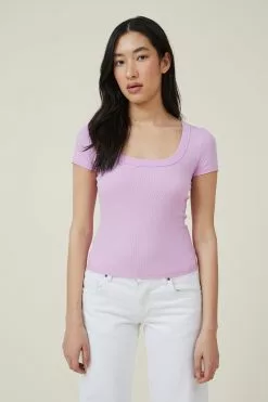 COTTON ON Staple Rib Scoop Neck Short Sleeve Top