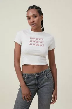 COTTON ON Fitted Rib Graphic Longline Tee