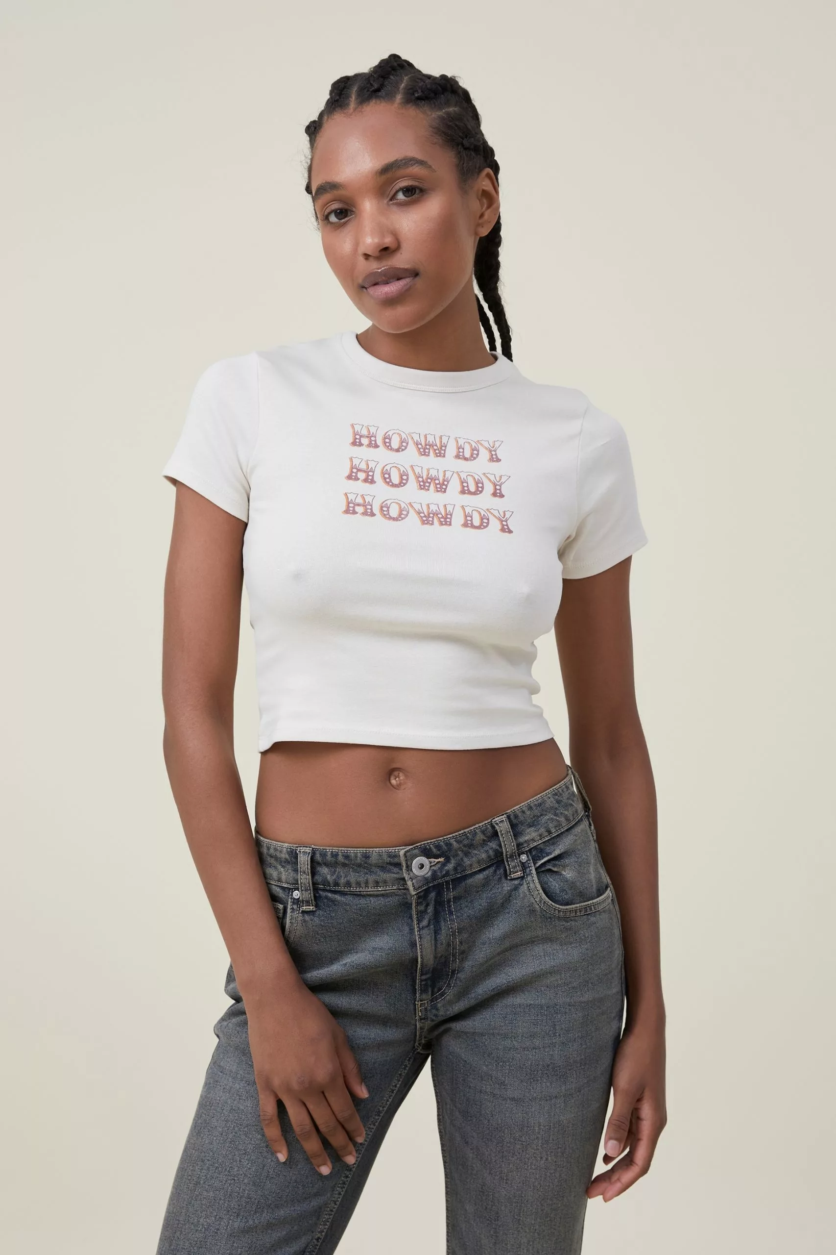 COTTON ON Fitted Rib Graphic Longline Tee