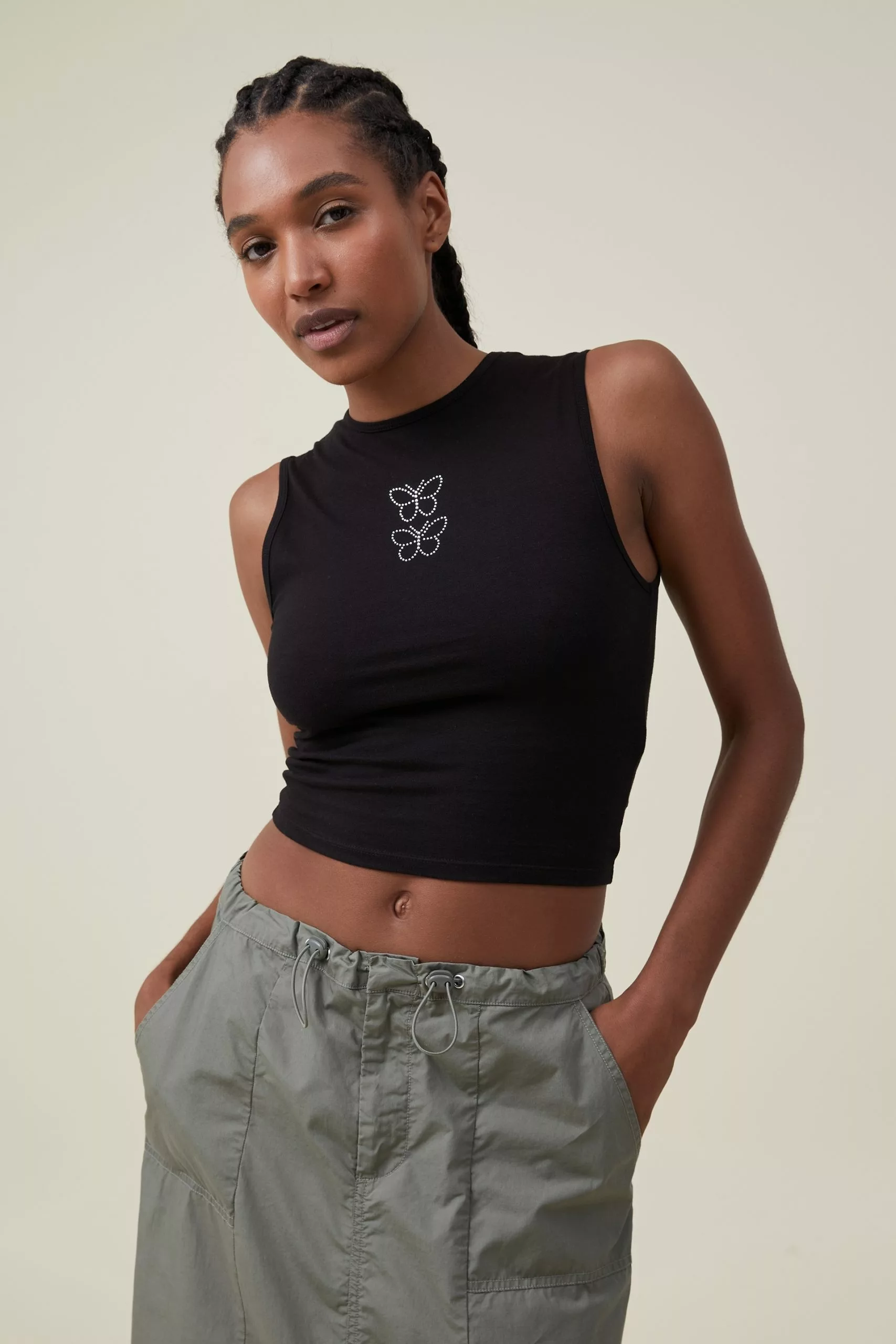 COTTON ON 90 S Crop Graphic Tank