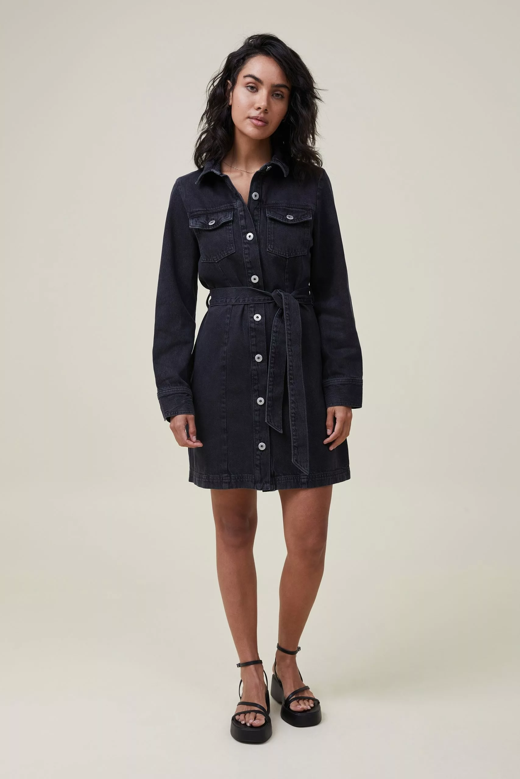 COTTON ON Ls Denim Mini Dress - Image 2