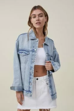 COTTON ON Distressed Oversized Denim Jacket