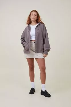 COTTON ON Classic Washed Zip-Through Hoodie