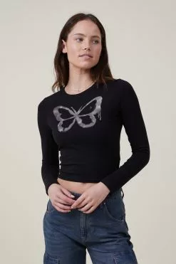 COTTON ON Fitted Graphic Long Sleeve Top