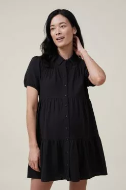 COTTON ON Maternity Friendly Textured Tiered Shirt Dress