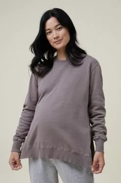 COTTON ON Maternity Classic Washed Side Split Crew Fleece