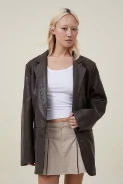 COTTON ON Faux Leather Dad Blazer