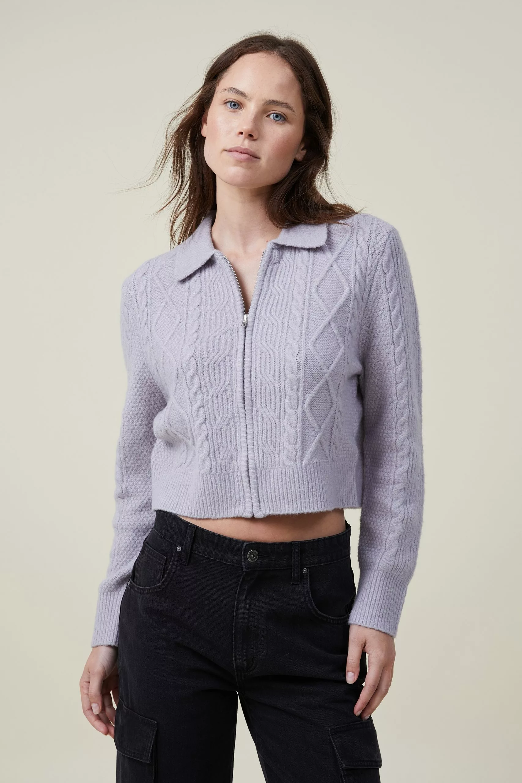 COTTON ON Zip Through Collar Cardigan