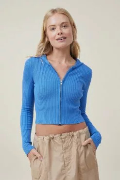 COTTON ON Urban Rib Crop Zip Through Hoodie