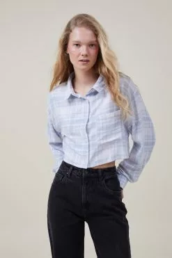COTTON ON Cropped Boyfriend Flannel Shirt