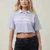 COTTON ON Winona Short Sleeve Raw Hem Crop Rugby