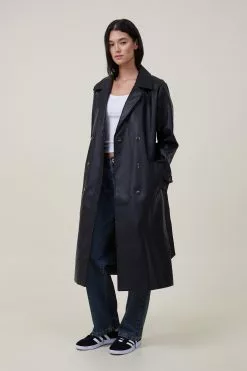 COTTON ON Faux Leather Trench Coat