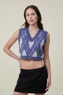 COTTON ON Blondie Argyle V Neck Vest