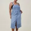 COTTON ON Denim Pinafore Midi Dress
