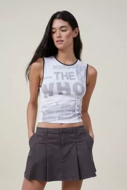 COTTON ON 90 S Lcn Crop Graphic Tank