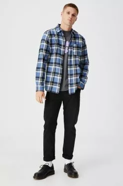 COTTON ON Washed Long Sleeve Check Shirt