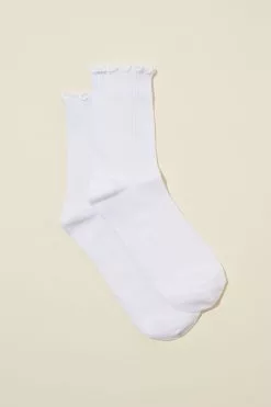 Rubi Frill Ribbed Crew Sock
