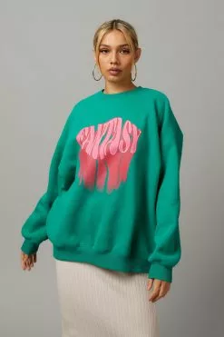 Slouchy Premium Graphic Crew