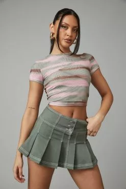 Denim Pleat Skirt