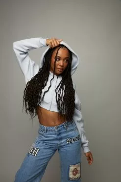 Crop Zip Through Hoodie