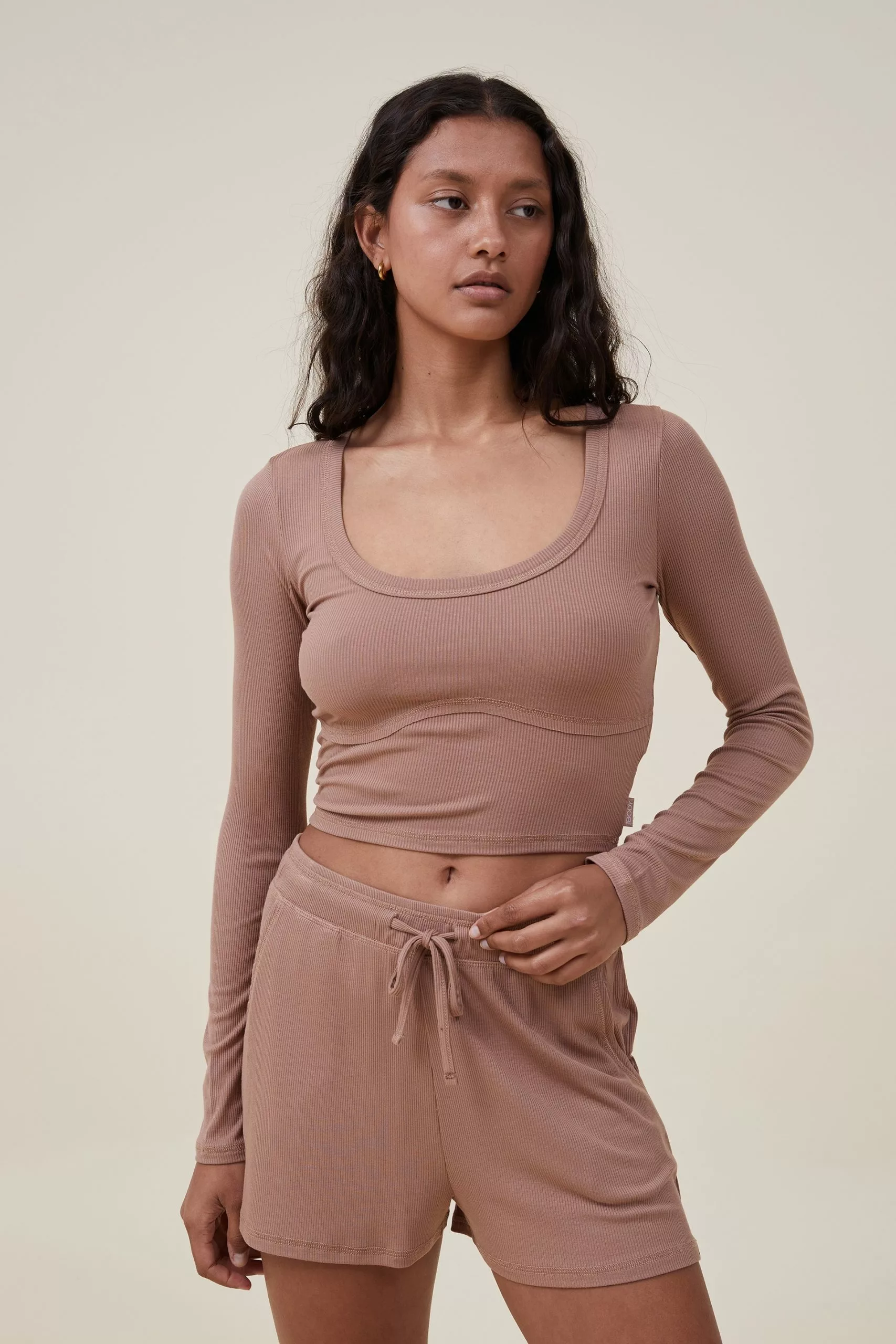 Body Sleep Recovery Cropped Long Sleeve Top