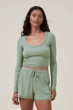 Body Sleep Recovery Cropped Long Sleeve Top