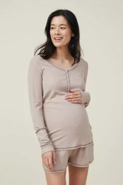 Body Sleep Recovery Maternity Henley Long Sleeve