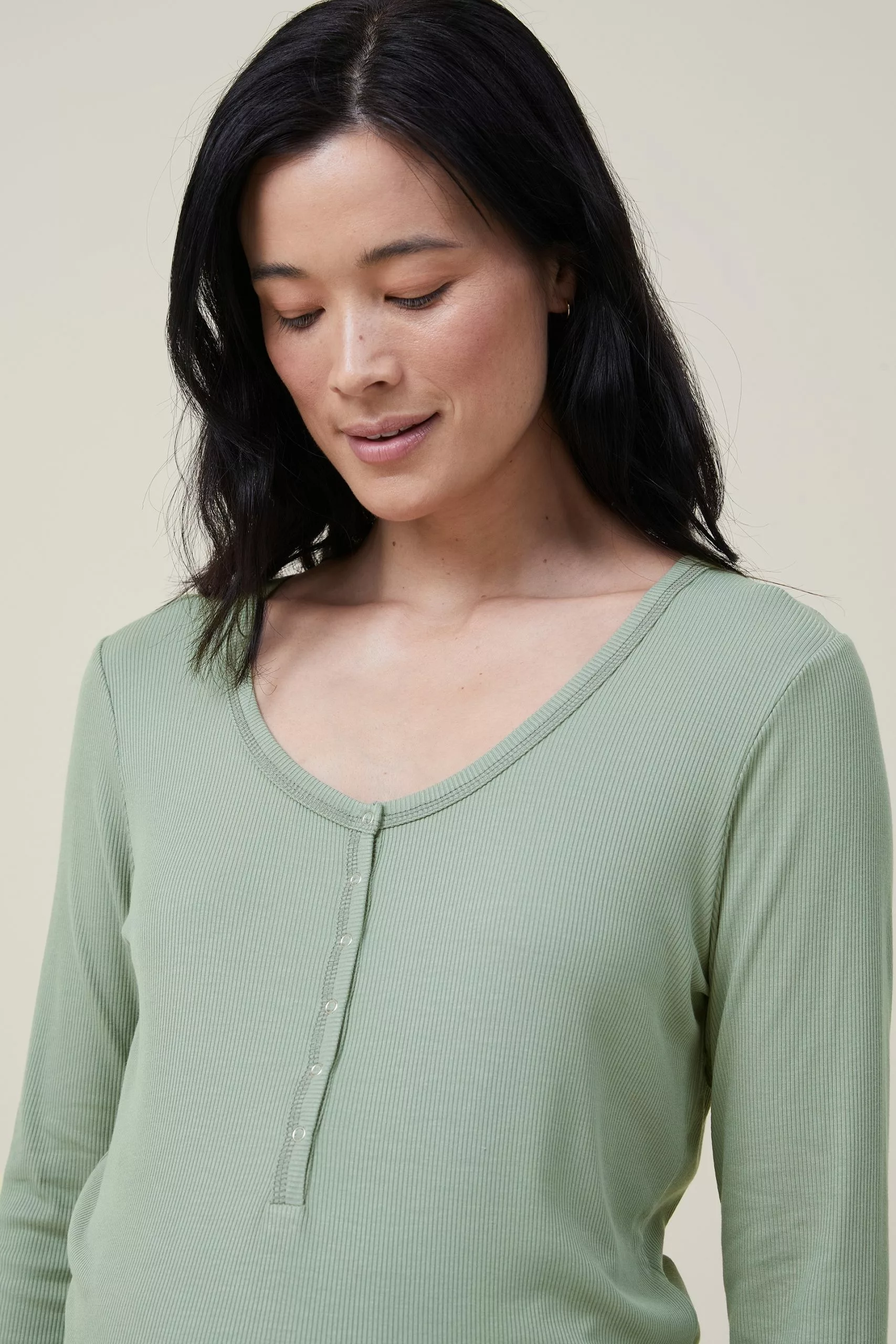 Body Sleep Recovery Maternity Henley Long Sleeve - Image 2