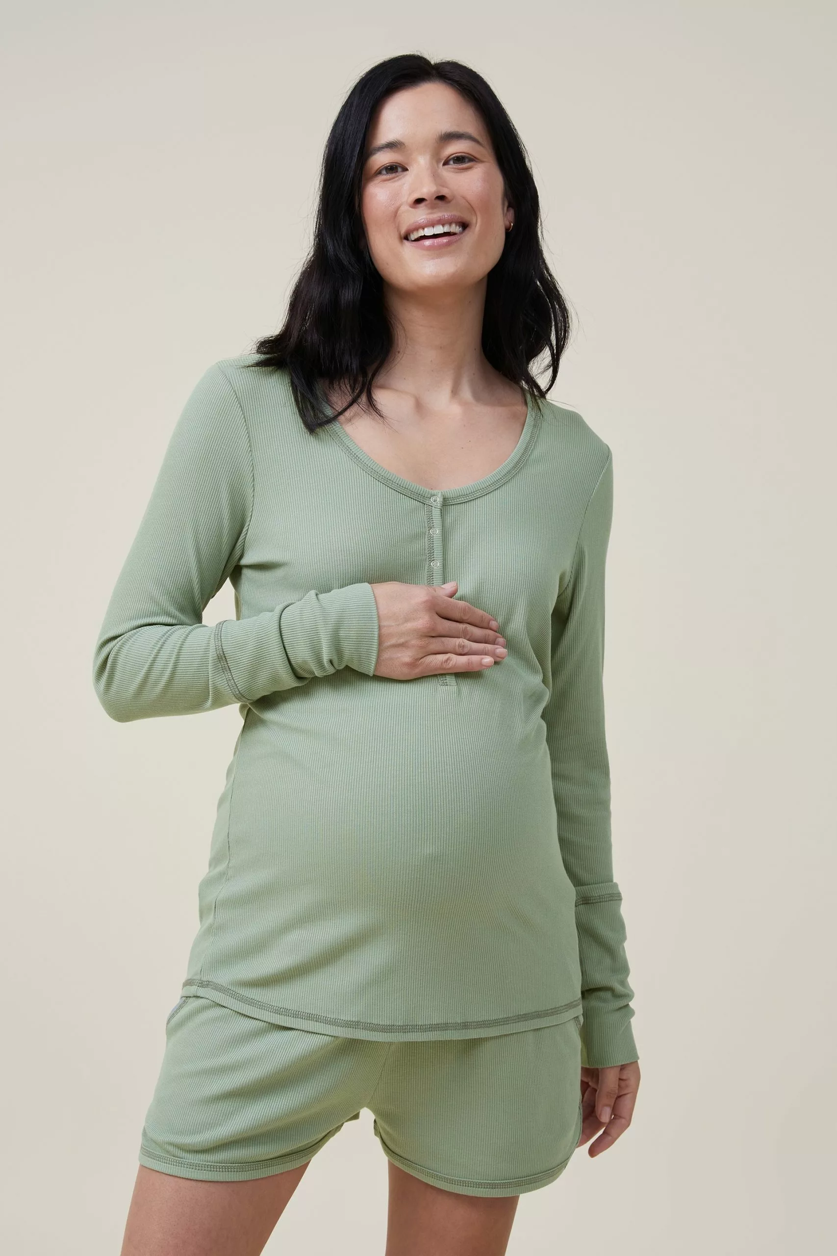 Body Sleep Recovery Maternity Henley Long Sleeve