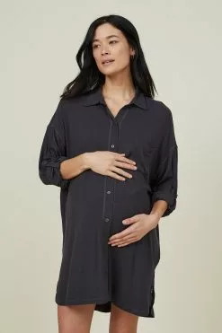 Body Sleep Recovery Maternity Long Sleeve Night Shirt
