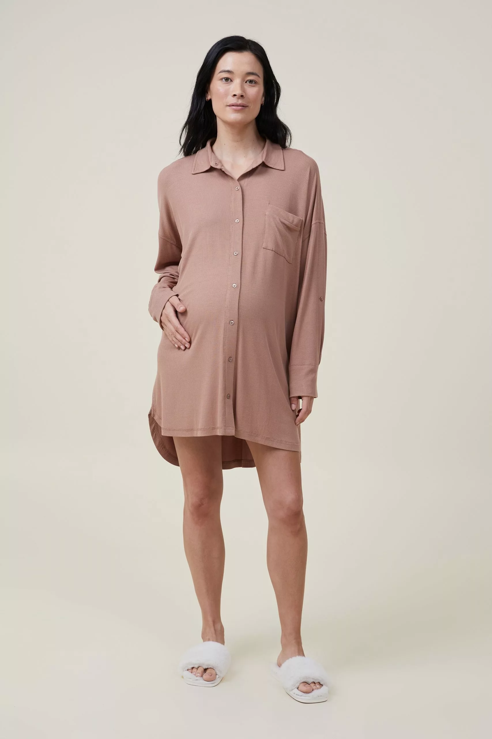 Body Sleep Recovery Maternity Long Sleeve Night Shirt - Image 2