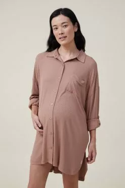 Body Sleep Recovery Maternity Long Sleeve Night Shirt