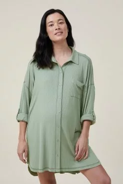 Body Sleep Recovery Maternity Long Sleeve Night Shirt